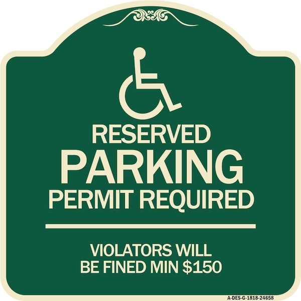 Signmission Connecticut Reserved Parking Permit Required Violators Fined Min $150 Alum, 18" x 18", G-1818-24658 A-DES-G-1818-24658 - main